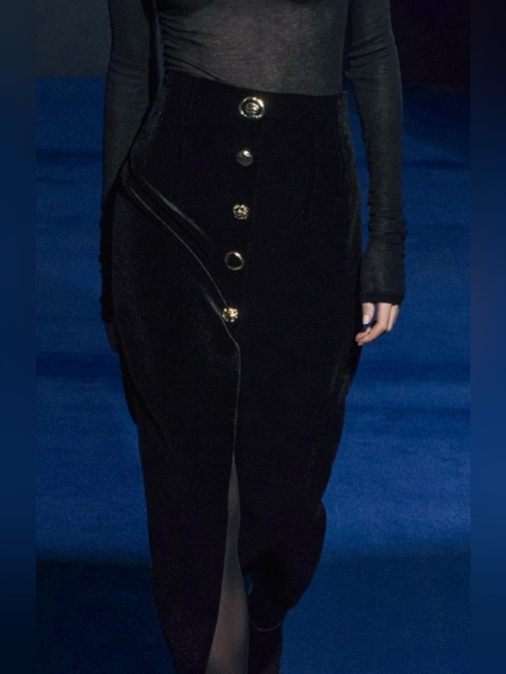Zara Black High-Waist Button-Front Pencil Skirt